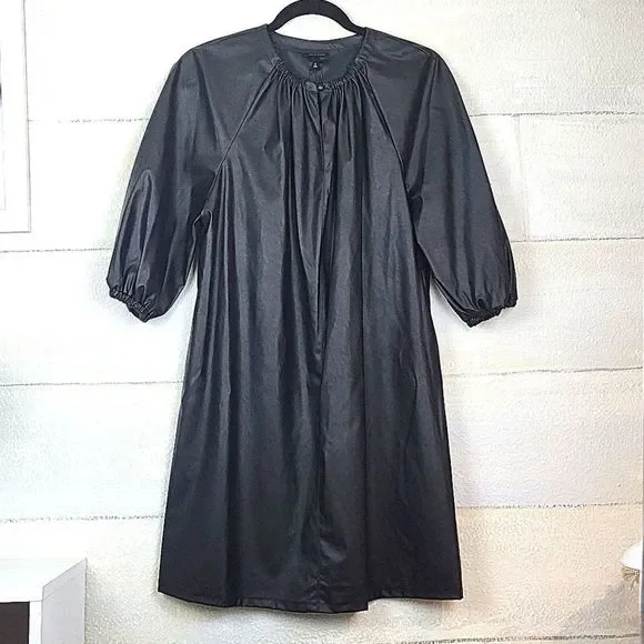 Who What Wear Faux Leather Dress Puff Sleeves Size S
